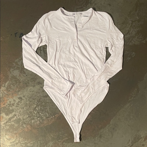 Zara Tops - Zara White Long Sleeve Button up Bodysuit